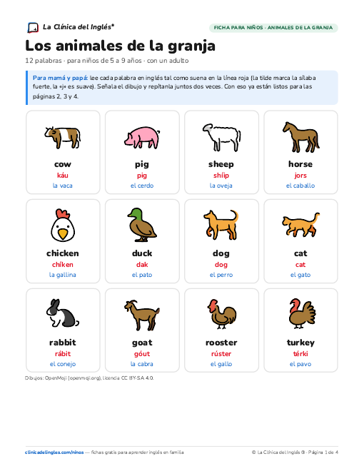 Vista previa de la ficha Los animales de la granja