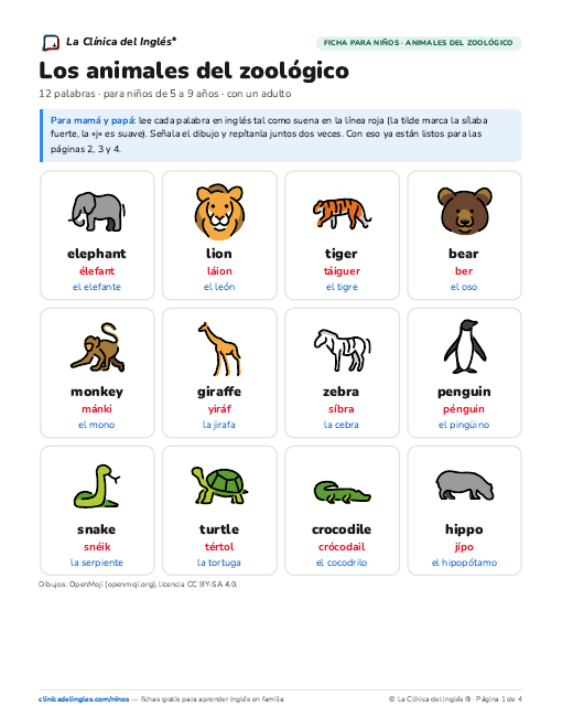 Vista previa de la ficha Los animales del zoológico