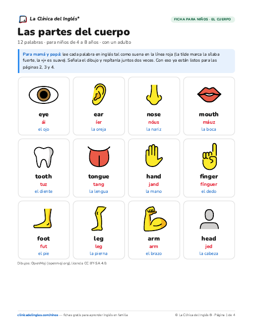 Vista previa de la ficha Las partes del cuerpo