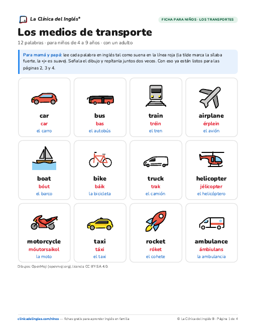 Vista previa de la ficha Los medios de transporte